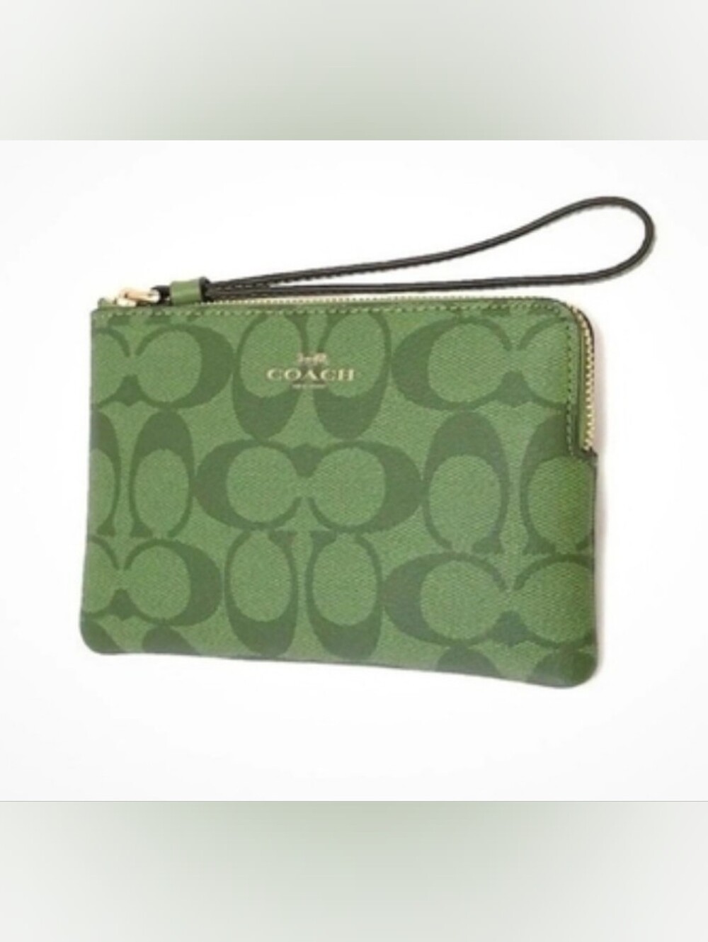 Coach Rare/Limited Edition  Neon Green Corner Zip Wristlet ☆Authentic☆